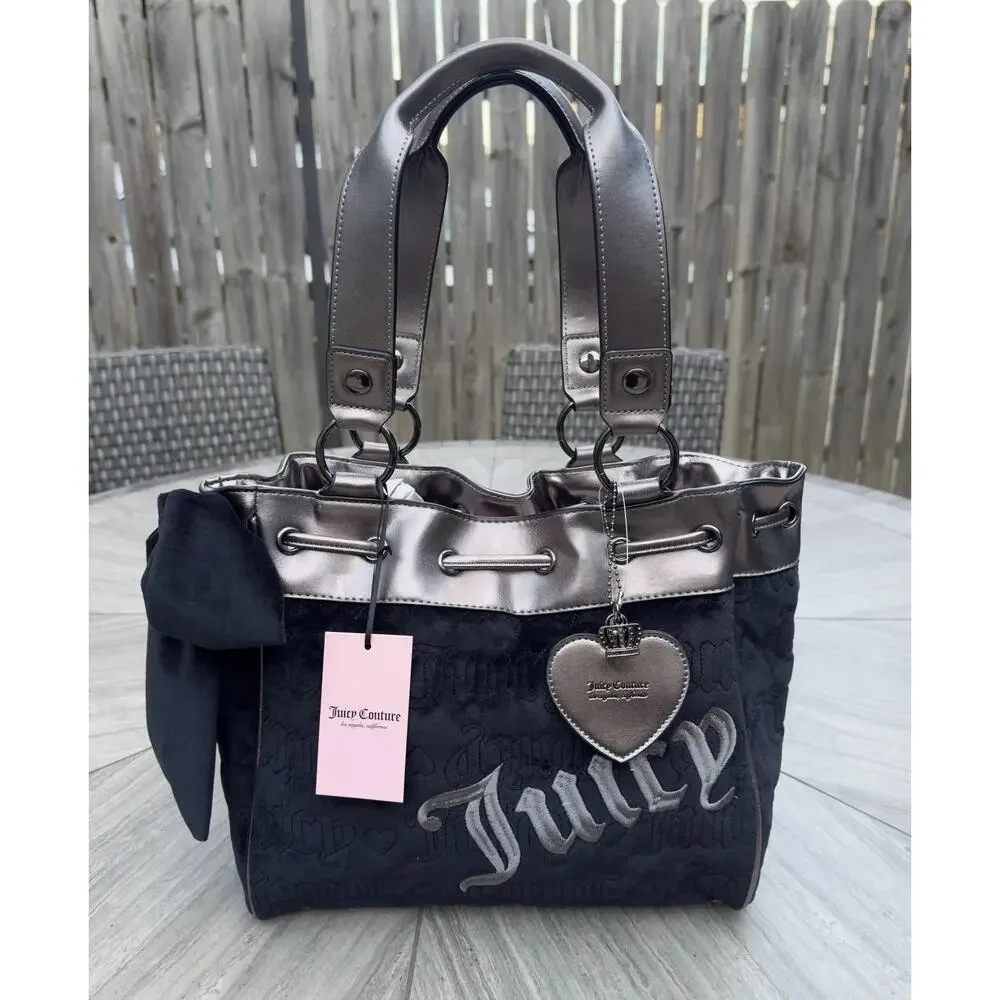 Juicy Couture Day Dreamer Vintage Dreams Tote Bag Black Liquorice/‎ Gunmetal NWT